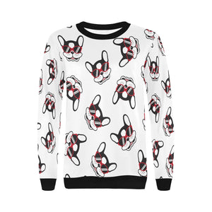 Coolest Pied Black and White Frenchies Love Women's Sweatshirt-Apparel-Apparel, French Bulldog, Sweatshirt-4