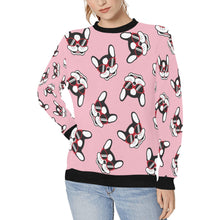 Load image into Gallery viewer, Coolest Pied Black and White Frenchies Love Women&#39;s Sweatshirt-Apparel-Apparel, French Bulldog, Sweatshirt-Pink-XS-6