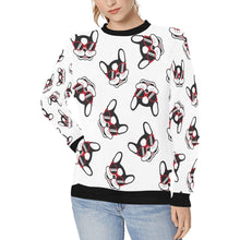 Load image into Gallery viewer, Coolest Pied Black and White Frenchies Love Women&#39;s Sweatshirt-Apparel-Apparel, French Bulldog, Sweatshirt-White-XS-1