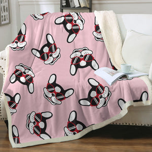 Coolest Pied Black and White Frenchies Soft Warm Fleece Blanket - 4 Colors-Blanket-Blankets, French Bulldog, Home Decor-14