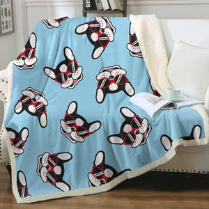 Coolest Pied Black and White Frenchies Soft Warm Fleece Blanket - 4 Colors-Blanket-Blankets, French Bulldog, Home Decor-15