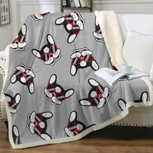 Load image into Gallery viewer, Coolest Pied Black and White Frenchies Soft Warm Fleece Blanket - 4 Colors-Blanket-Blankets, French Bulldog, Home Decor-16