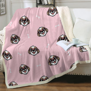 Coolest Shih Tzu Love Soft Warm Fleece Blanket - 4 Colors-Blanket-Blankets, Home Decor, Shih Tzu-Soft Pink-Small-3