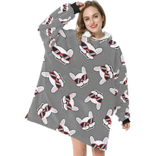Load image into Gallery viewer, Coolest White Frenchie Love Blanket Hoodie for Women-Apparel-Apparel, Blankets-12