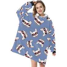 Load image into Gallery viewer, Coolest White Frenchie Love Blanket Hoodie for Women-Apparel-Apparel, Blankets-3