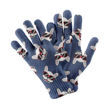 Load image into Gallery viewer, Coolest White Frenchie Touch Screen Gloves-Accessories-Accessories, Dog Dad Gifts, Dog Mom Gifts, French Bulldog, Gloves-Navy-5