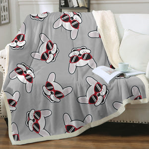 Coolest White Frenchies Love Soft Warm Fleece Blanket - 4 Colors-Blanket-Blankets, French Bulldog, Home Decor-16