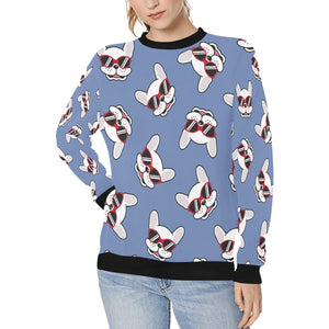 Coolest White Frenchies Love Women's Sweatshirt-Apparel-Apparel, French Bulldog, Sweatshirt-CornflowerBlue-XS-4