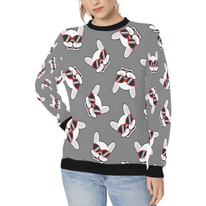 Coolest White Frenchies Love Women's Sweatshirt-Apparel-Apparel, French Bulldog, Sweatshirt-Gray-XS-8