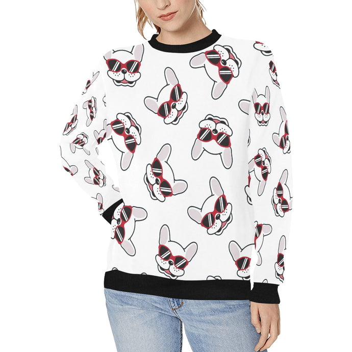 Coolest White Frenchies Love Women's Sweatshirt-Apparel-Apparel, French Bulldog, Sweatshirt-White-XS-1