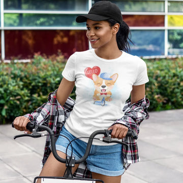 Corgi and Bicycles Love Women's T-Shirt-Apparel-Apparel, Corgi, Shirt, T Shirt-Small-1