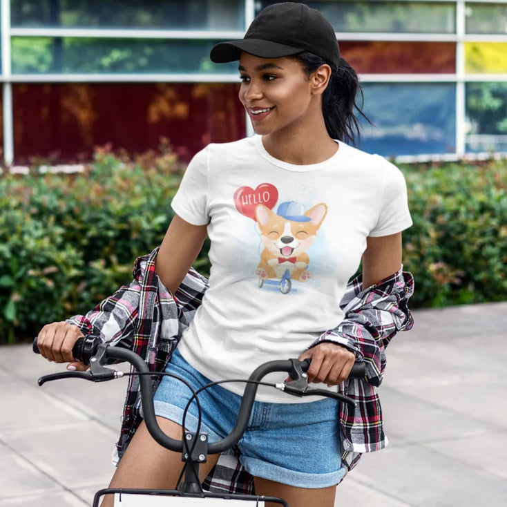 Corgi and Bicycles Love Women's T-Shirt-Apparel-Apparel, Corgi, Shirt, T Shirt-Small-1
