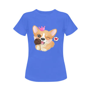 Corgi and Ice Cream Love Women's Cotton T-Shirts-Apparel-Apparel, Corgi, Shirt, T Shirt-10