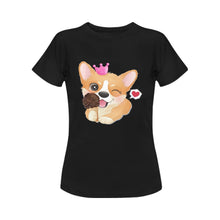 Load image into Gallery viewer, Corgi and Ice Cream Love Women&#39;s Cotton T-Shirts-Apparel-Apparel, Corgi, Shirt, T Shirt-8