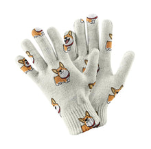 Load image into Gallery viewer, Corgi Bliss Touch Screen Gloves-Accessories-Accessories,Corgi,Dog Dad Gifts,Dog Mom Gifts,Gloves-White-1
