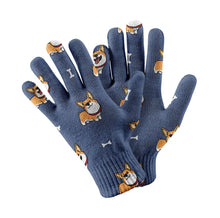 Load image into Gallery viewer, Corgi Bliss Touch Screen Gloves-Accessories-Accessories,Corgi,Dog Dad Gifts,Dog Mom Gifts,Gloves-Navy-3
