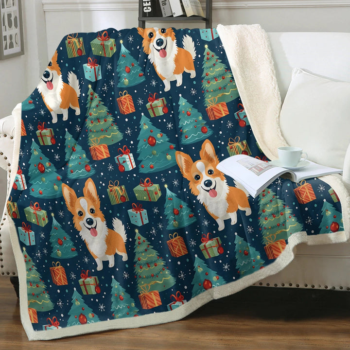 Corgi Christmas Celebration Christmas Blanket 720x