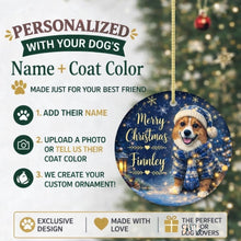 Load image into Gallery viewer, Corgi Christmas Ornament - Cozy Winter Pet Portrait Design - Personalize with Photo and Name-Christmas Ornament-Christmas,Christmas Ornament,Personalize Artwork-2