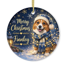 Load image into Gallery viewer, Corgi Christmas Ornament - Cozy Winter Pet Portrait Design - Personalize with Photo and Name-Christmas Ornament-Christmas,Christmas Ornament,Personalize Artwork-3