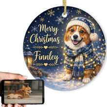Load image into Gallery viewer, Corgi Christmas Ornament - Cozy Winter Pet Portrait Design - Personalize with Photo and Name-Christmas Ornament-Christmas,Christmas Ornament,Personalize Artwork-1