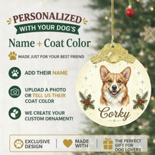 Load image into Gallery viewer, Corgi Christmas Ornament - Gold Crown Dog Portrait - Personalized with Photo and Name-Christmas Ornament-Christmas,Christmas Ornament,Personalize Artwork-2