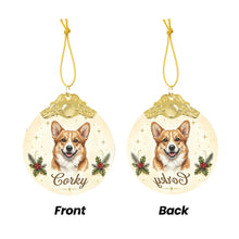 Load image into Gallery viewer, Corgi Christmas Ornament - Gold Crown Dog Portrait - Personalized with Photo and Name-Christmas Ornament-Christmas,Christmas Ornament,Personalize Artwork-5
