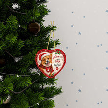 Load image into Gallery viewer, Corgi Christmas Ornament - Love &amp; Joy Heart Shaped Portrait - Personalized with Name-Christmas Ornament-Christmas,Corgi,Personalize Artwork-3