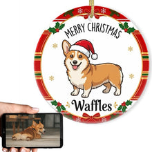 Load image into Gallery viewer, Corgi Christmas Ornament - Personalized Whimsical Holiday Cartoon Art Design - with Name-Christmas Ornament-Christmas,Corgi,Personalize Artwork-1