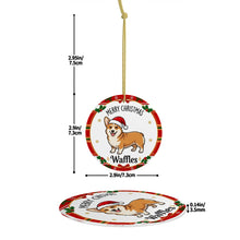 Load image into Gallery viewer, Corgi Christmas Ornament - Personalized Whimsical Holiday Cartoon Art Design - with Name-Christmas Ornament-Christmas,Corgi,Personalize Artwork-4