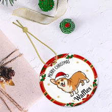 Load image into Gallery viewer, Corgi Christmas Ornament - Personalized Whimsical Holiday Cartoon Art Design - with Name-Christmas Ornament-Christmas,Corgi,Personalize Artwork-6