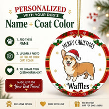Load image into Gallery viewer, Corgi Christmas Ornament - Personalized Whimsical Holiday Cartoon Art Design - with Name-Christmas Ornament-Christmas,Corgi,Personalize Artwork-2