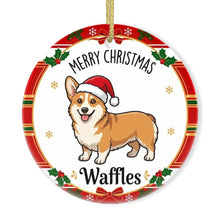 Load image into Gallery viewer, Corgi Christmas Ornament - Personalized Whimsical Holiday Cartoon Art Design - with Name-Christmas Ornament-Christmas,Corgi,Personalize Artwork-3
