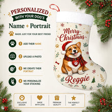 Load image into Gallery viewer, Corgi Christmas Stocking - Cozy Festive Wishes - Personalize with Photo and Name-Christmas Ornament-Christmas,Christmas Stocking,Personalize Artwork-2