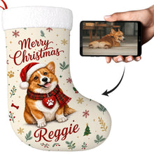 Load image into Gallery viewer, Corgi Christmas Stocking - Cozy Festive Wishes - Personalize with Photo and Name-Christmas Ornament-Christmas,Christmas Stocking,Personalize Artwork-1