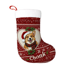 Load image into Gallery viewer, Corgi Christmas Stocking – Heart Knit Portrait – Personalize with Photo and Name-Christmas Ornament-Christmas,Christmas Stocking,Corgi,Personalize Artwork-3