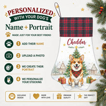 Load image into Gallery viewer, Corgi Christmas Stocking - Home for the Holidays - Personalize with Photo and Name-Christmas Ornament-Christmas,Christmas Stocking,Personalize Artwork-2