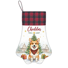 Load image into Gallery viewer, Corgi Christmas Stocking - Home for the Holidays - Personalize with Photo and Name-Christmas Ornament-Christmas,Christmas Stocking,Personalize Artwork-3