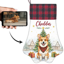 Load image into Gallery viewer, Corgi Christmas Stocking - Home for the Holidays - Personalize with Photo and Name-Christmas Ornament-Christmas,Christmas Stocking,Personalize Artwork-1