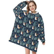 Load image into Gallery viewer, Corgi Christmas Tree Mosaic Blanket Hoodie-Blanket-Apparel, Blanket Hoodie, Blankets, Christmas, Corgi, Dog Mom Gifts-ONE SIZE-1