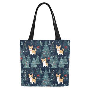 Corgi Christmas Tree Mosaic Large Canvas Tote Bags - Set of 2-Accessories-Accessories, Bags, Corgi-6