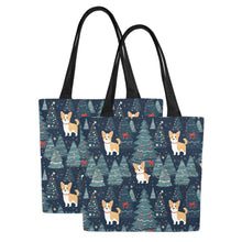 Load image into Gallery viewer, Corgi Christmas Tree Mosaic Large Canvas Tote Bags - Set of 2-Accessories-Accessories, Bags, Corgi-Larger Trees-Set of 2-1