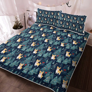 Corgi Christmas Tree Mosaic Quilt Blanket Bedding Set-Bedding-Bedding, Blankets, Christmas, Corgi, Home Decor-3