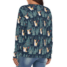 Load image into Gallery viewer, Corgi Christmas Tree Mosaic Women&#39;s V-Neck Christmas Sweater-Apparel-Apparel,Christmas,Corgi,Dog Mom Gifts,Sweater,Sweatshirt-4