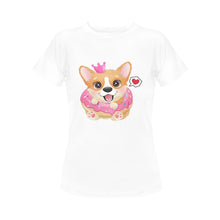 Load image into Gallery viewer, Corgi, Coffee, and Donut Love Women&#39;s Cotton T-Shirts-Apparel-Apparel, Corgi, Shirt, T Shirt-10