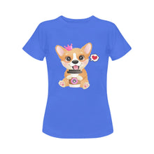 Load image into Gallery viewer, Corgi, Coffee, and Donut Love Women&#39;s Cotton T-Shirts-Apparel-Apparel, Corgi, Shirt, T Shirt-13