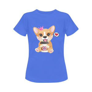 Corgi, Coffee, and Donut Love Women's Cotton T-Shirts-Apparel-Apparel, Corgi, Shirt, T Shirt-13