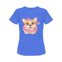 Load image into Gallery viewer, Corgi, Coffee, and Donut Love Women&#39;s Cotton T-Shirts-Apparel-Apparel, Corgi, Shirt, T Shirt-14