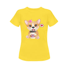 Load image into Gallery viewer, Corgi, Coffee, and Donut Love Women&#39;s Cotton T-Shirts-Apparel-Apparel, Corgi, Shirt, T Shirt-15