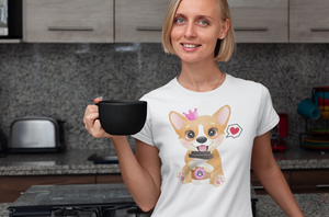 Corgi, Coffee, and Donut Love Women's Cotton T-Shirts-Apparel-Apparel, Corgi, Shirt, T Shirt-17