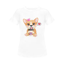 Load image into Gallery viewer, Corgi, Coffee, and Donut Love Women&#39;s Cotton T-Shirts-Apparel-Apparel, Corgi, Shirt, T Shirt-9